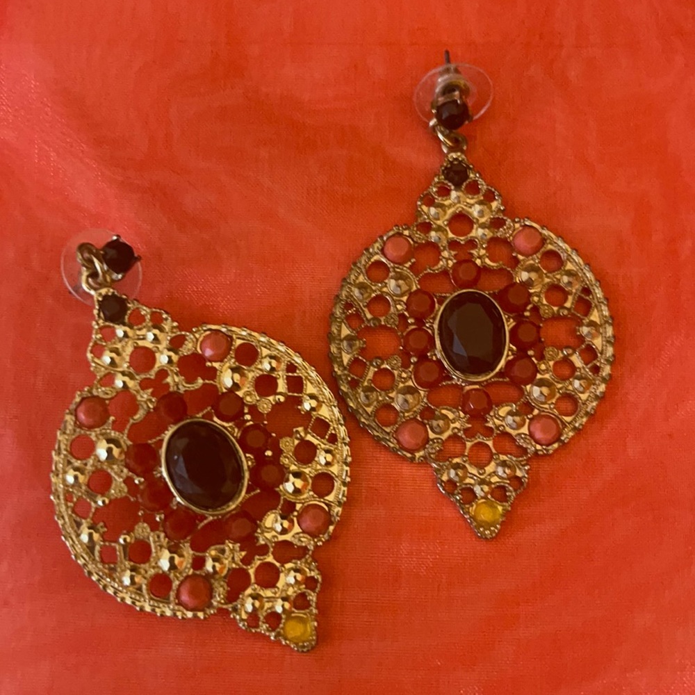 Reds and gold earrings
